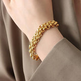 Stay Cheerful Gold-Plated Toggle Clasp Bracelet-MXSTUDIO.COM