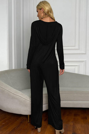 Stay Cool V Neck Long Sleeve Wide Leg Jumpsuit - MXSTUDIO.COM