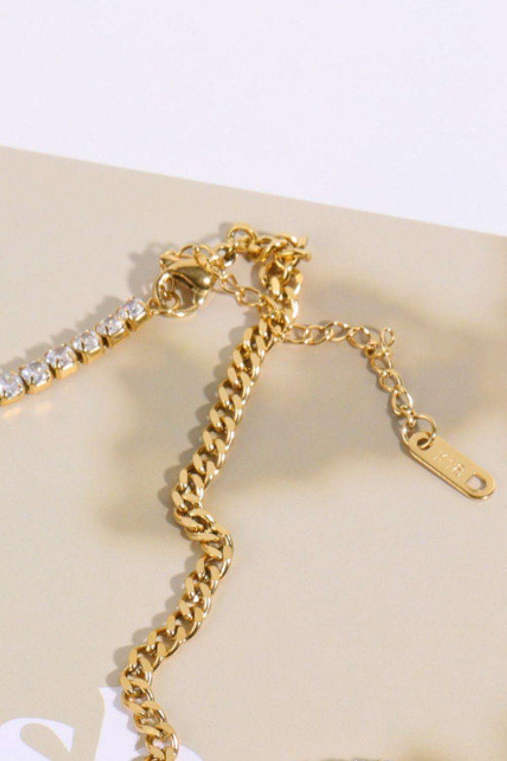 Stay On Top Inlaid Zircon Gold Plated Necklace - MXSTUDIO.COM