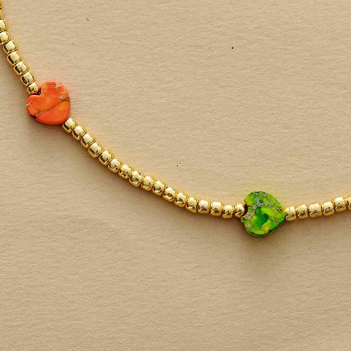 Stay Positive Heart Shape Natural Stone Necklace-MXSTUDIO.COM