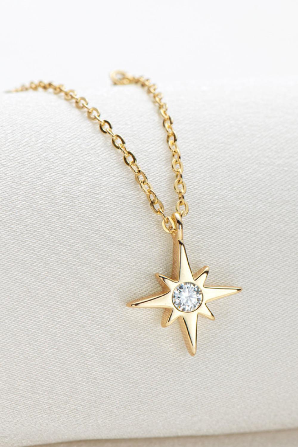 Steadfast North Star Pendant Moissanite Necklace - MXSTUDIO.COM