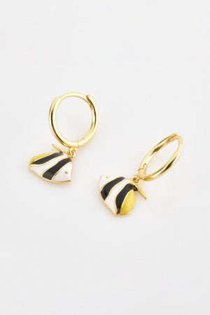 Steal The Show Gold Plated Fish Drop Huggie Earrings - MXSTUDIO.COM