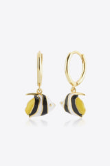 Steal The Show Gold Plated Fish Drop Huggie Earrings - MXSTUDIO.COM