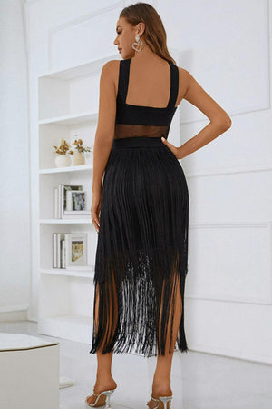 Steal the Show Black Fringe Hem Dress - MXSTUDIO.COM