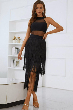 Steal the Show Black Fringe Hem Dress - MXSTUDIO.COM