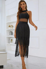 Steal the Show Black Fringe Hem Dress - MXSTUDIO.COM