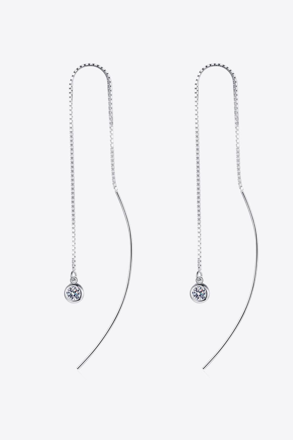 Sterling Silver Threader Style Moissanite Drop Earrings - MXSTUDIO.COM