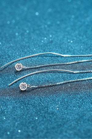 Sterling Silver Threader Style Moissanite Drop Earrings - MXSTUDIO.COM