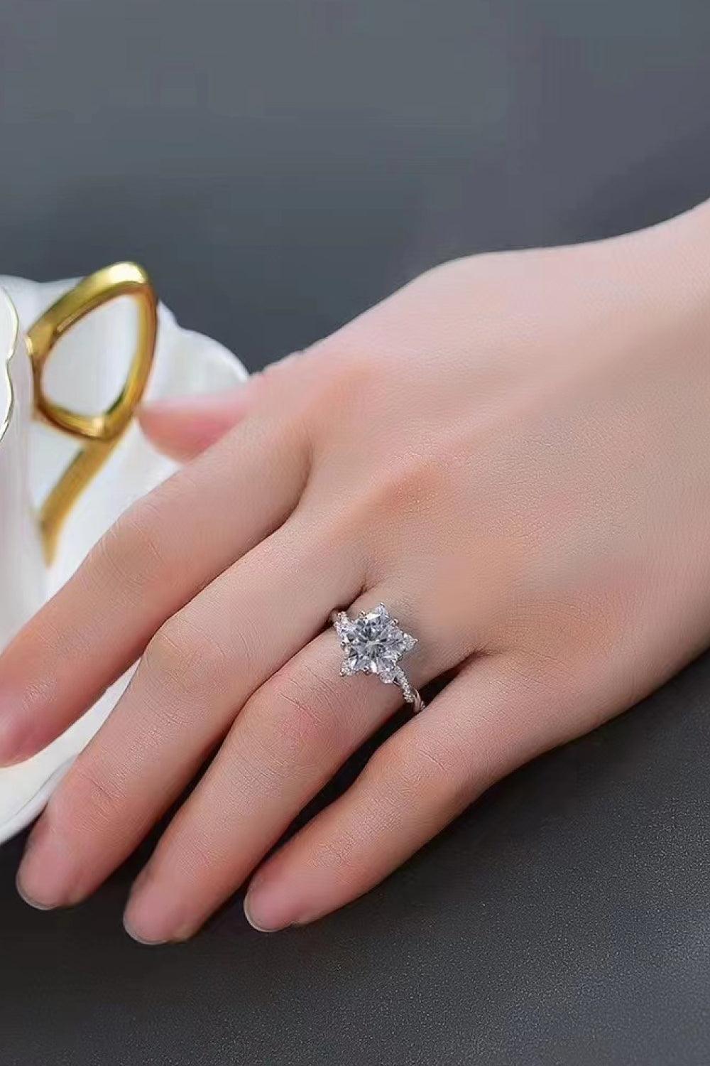 Sterling Silver Twisted Band 3 Carat Moissanite Ring - MXSTUDIO.COM