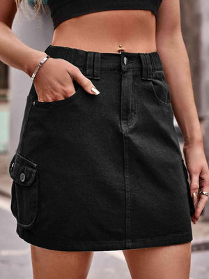 Street Appeal Denim Mini Skirt With Pockets - MXSTUDIO.COM