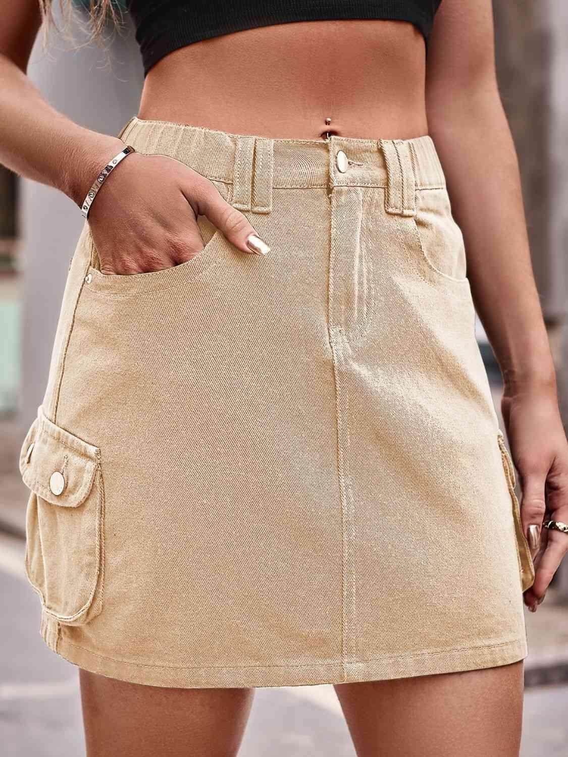 Street Appeal Denim Mini Skirt With Pockets - MXSTUDIO.COM