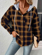 Street Style Button Up Plaid Hoodie-MXSTUDIO.COM