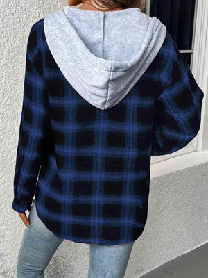 Street Style Button Up Plaid Hoodie-MXSTUDIO.COM