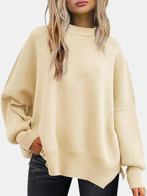 Street Style Crew Neck Oversized Knit Sweater-MXSTUDIO.COM