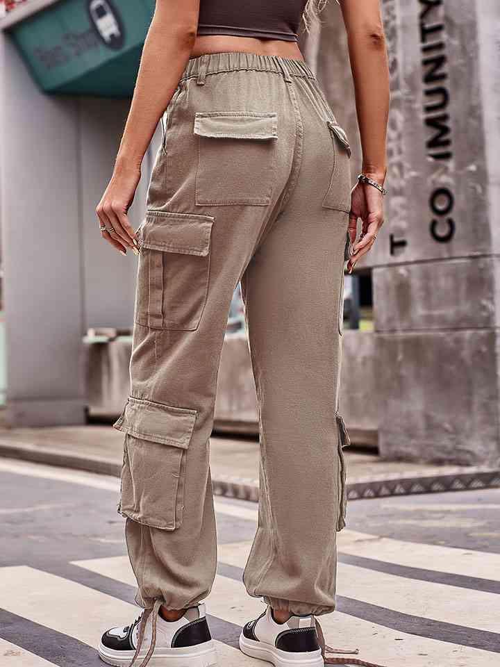Street Style Drawstring Hem Mid Rise Cargo Pants - MXSTUDIO.COM