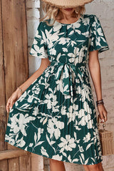 Strength And Beauty Belted Floral Pleated Dress - MXSTUDIO.COM