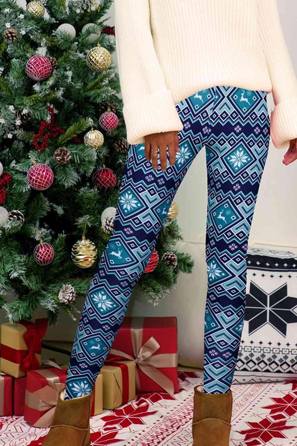 Stretchy Azure Women's Geometric Pants - MXSTUDIO.COM