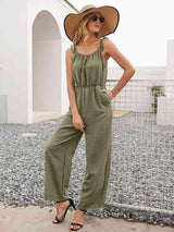 Stretchy Straight Leg Sleeveless Jumpsuit - MXSTUDIO.COM