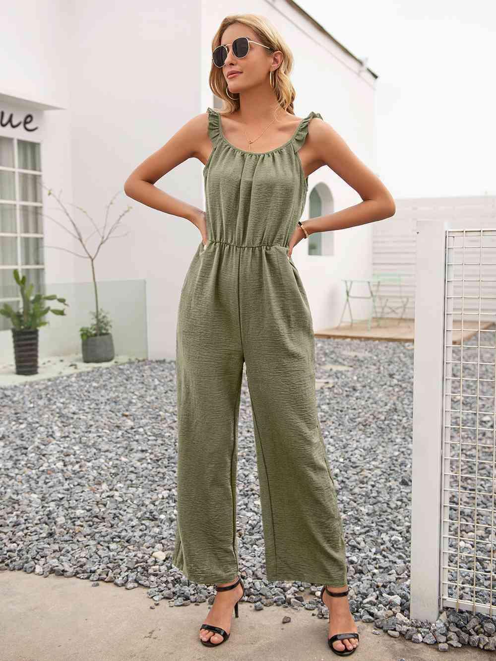 Stretchy Straight Leg Sleeveless Jumpsuit - MXSTUDIO.COM