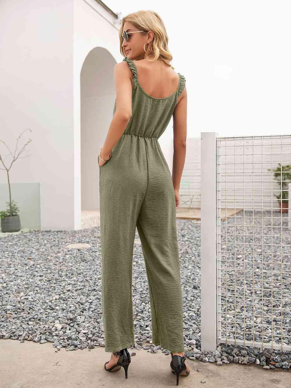 Stretchy Straight Leg Sleeveless Jumpsuit - MXSTUDIO.COM