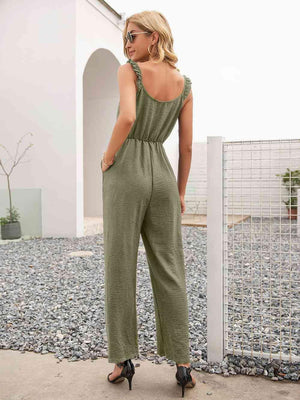 Stretchy Straight Leg Sleeveless Jumpsuit - MXSTUDIO.COM