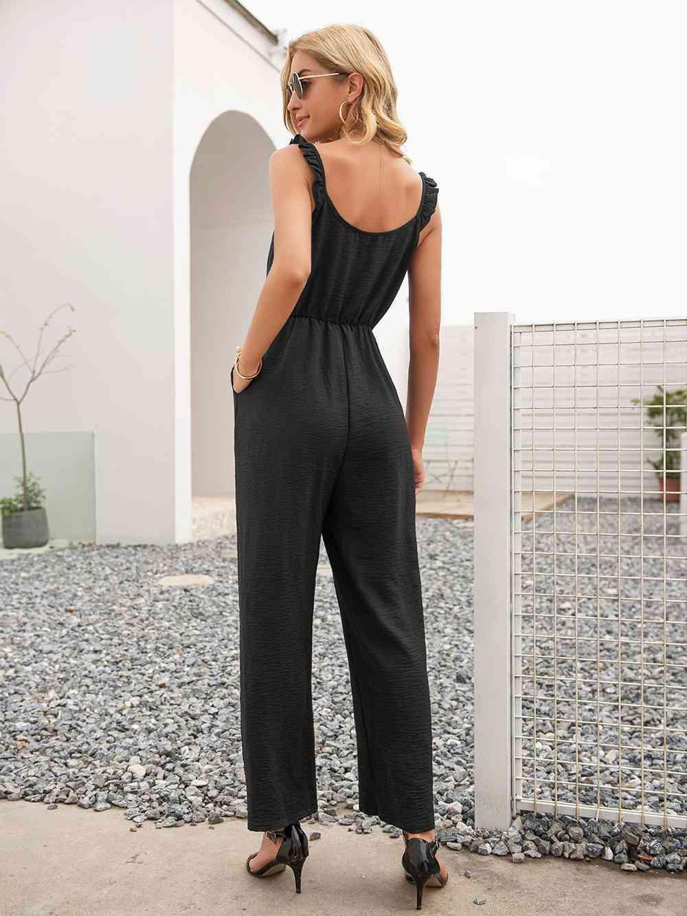 Stretchy Straight Leg Sleeveless Jumpsuit - MXSTUDIO.COM