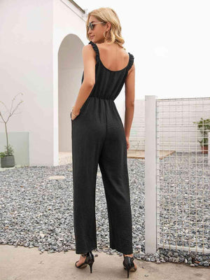 Stretchy Straight Leg Sleeveless Jumpsuit - MXSTUDIO.COM