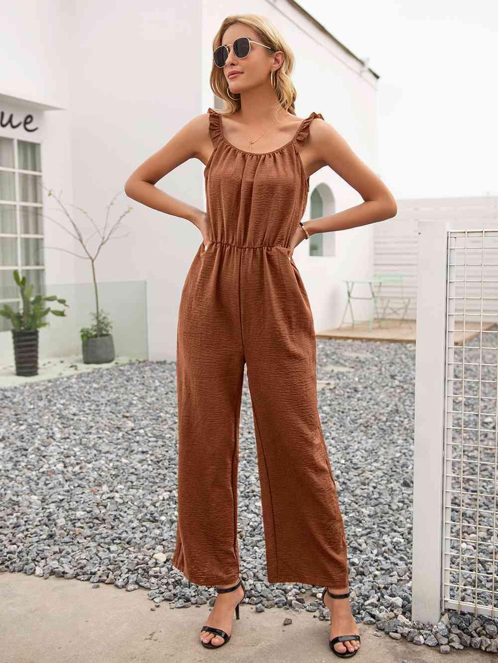 Stretchy Straight Leg Sleeveless Jumpsuit - MXSTUDIO.COM