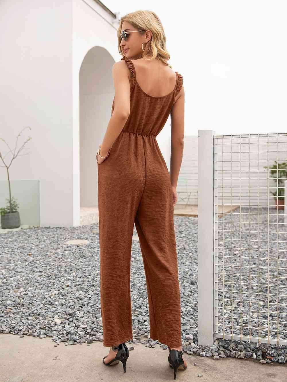 Stretchy Straight Leg Sleeveless Jumpsuit - MXSTUDIO.COM