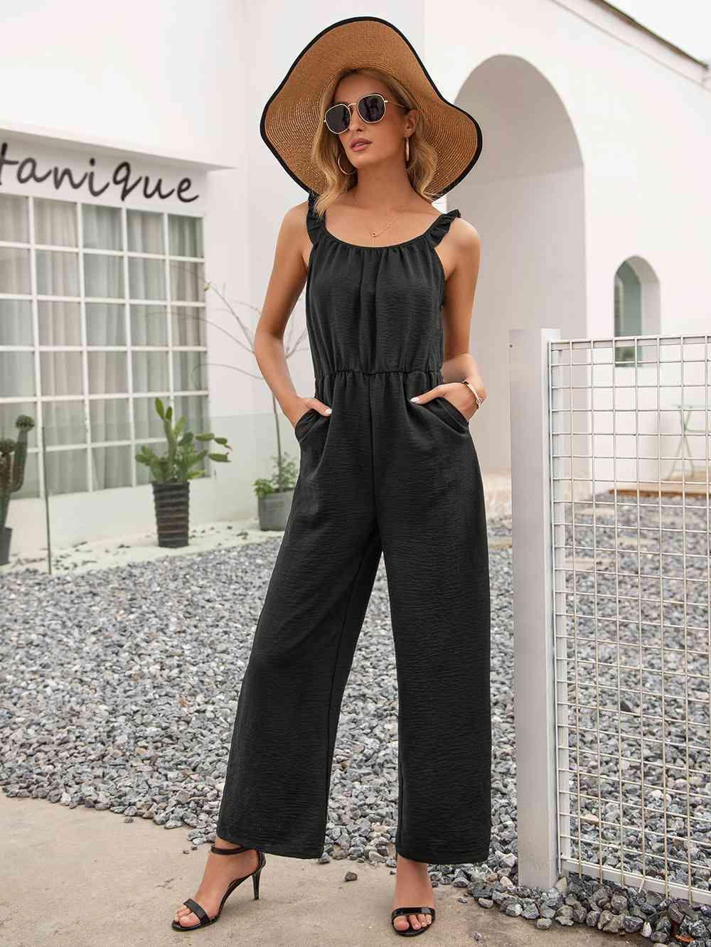 Stretchy Straight Leg Sleeveless Jumpsuit - MXSTUDIO.COM