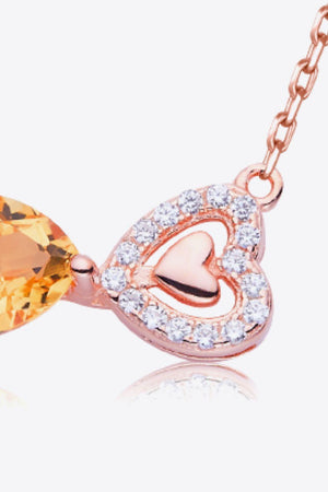 Stride In Fashion Citrine Heart 925 Sterling Silver Necklace - MXSTUDIO.COM