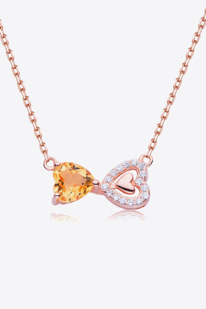 Stride In Fashion Citrine Heart 925 Sterling Silver Necklace - MXSTUDIO.COM