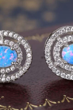 Striking 925 Sterling Silver Round Opal Stud Earrings - MXSTUDIO.COM