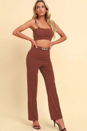 Striking Beauty Crop Top And Pants Set - MXSTUDIO.COM