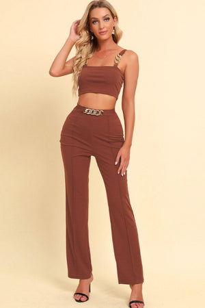 Striking Beauty Crop Top And Pants Set - MXSTUDIO.COM