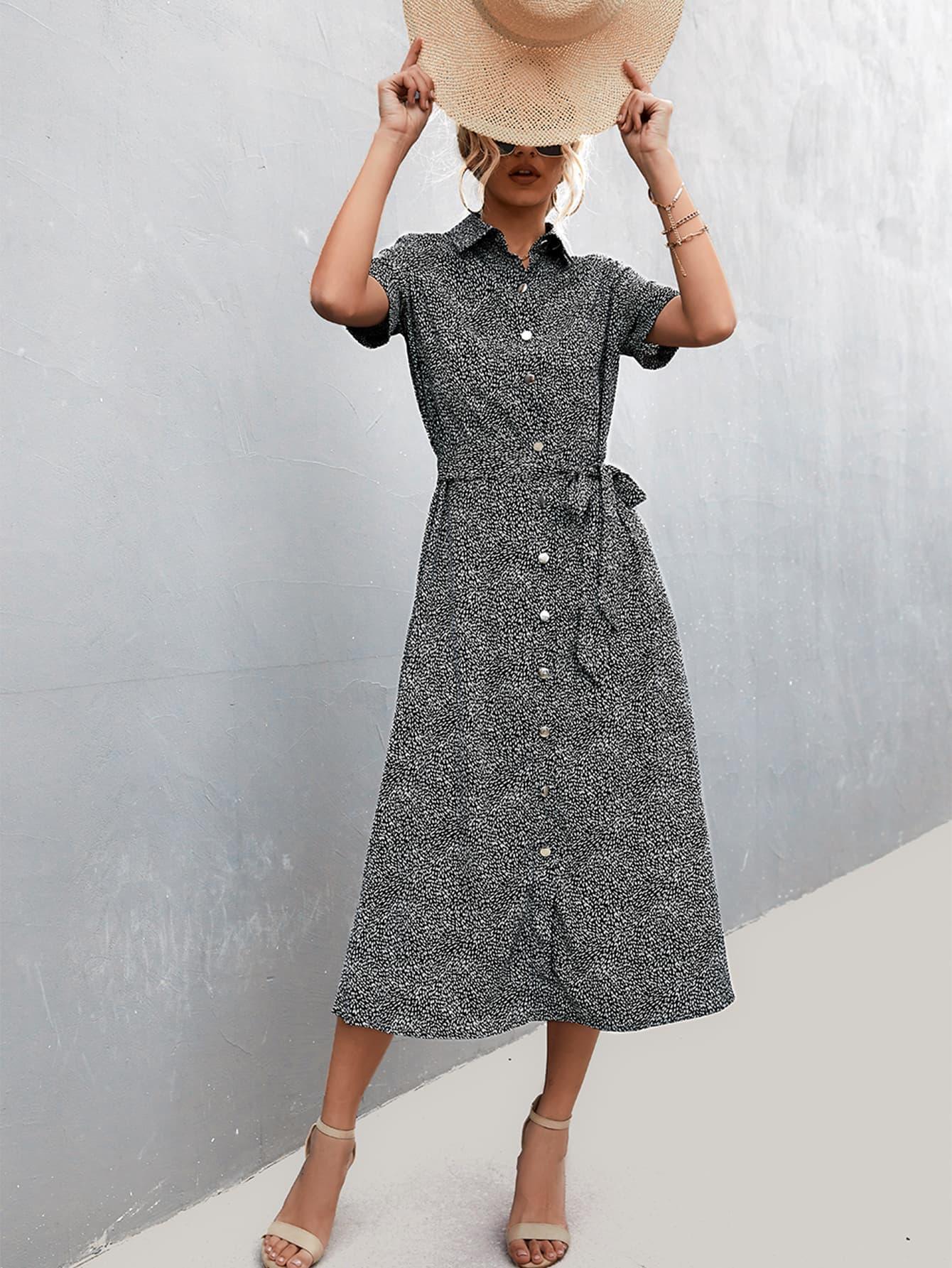 Striking Beauty Short Sleeve Collared Midi Dress - MXSTUDIO.COM