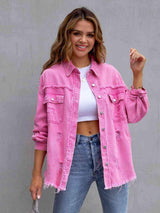 Striking Distressed Fringe Denim Jacket - MXSTUDIO.COM