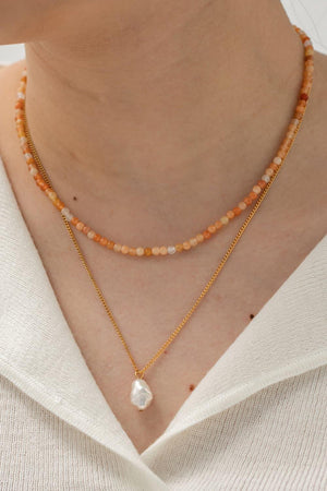 Striking Double-Layered Pearl Pendant Necklace - MXSTUDIO.COM