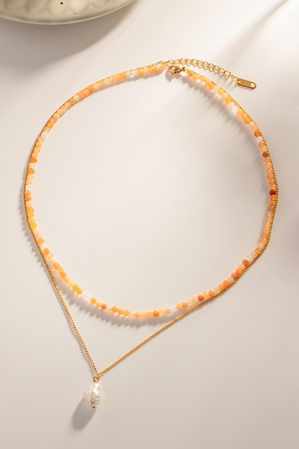 Striking Double-Layered Pearl Pendant Necklace - MXSTUDIO.COM