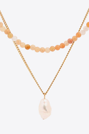 Striking Double-Layered Pearl Pendant Necklace - MXSTUDIO.COM