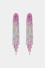 Striking Fringed Rhinestone Dangle Earrings-MXSTUDIO.COM