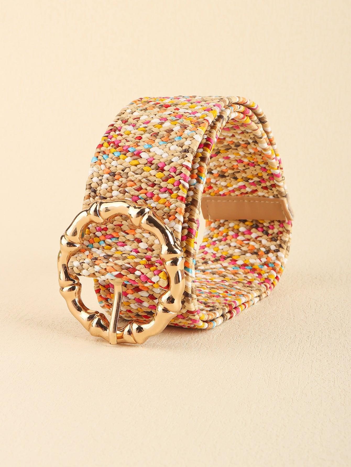 Striking Impression Multicolored Wide Woven Belt - MXSTUDIO.COM