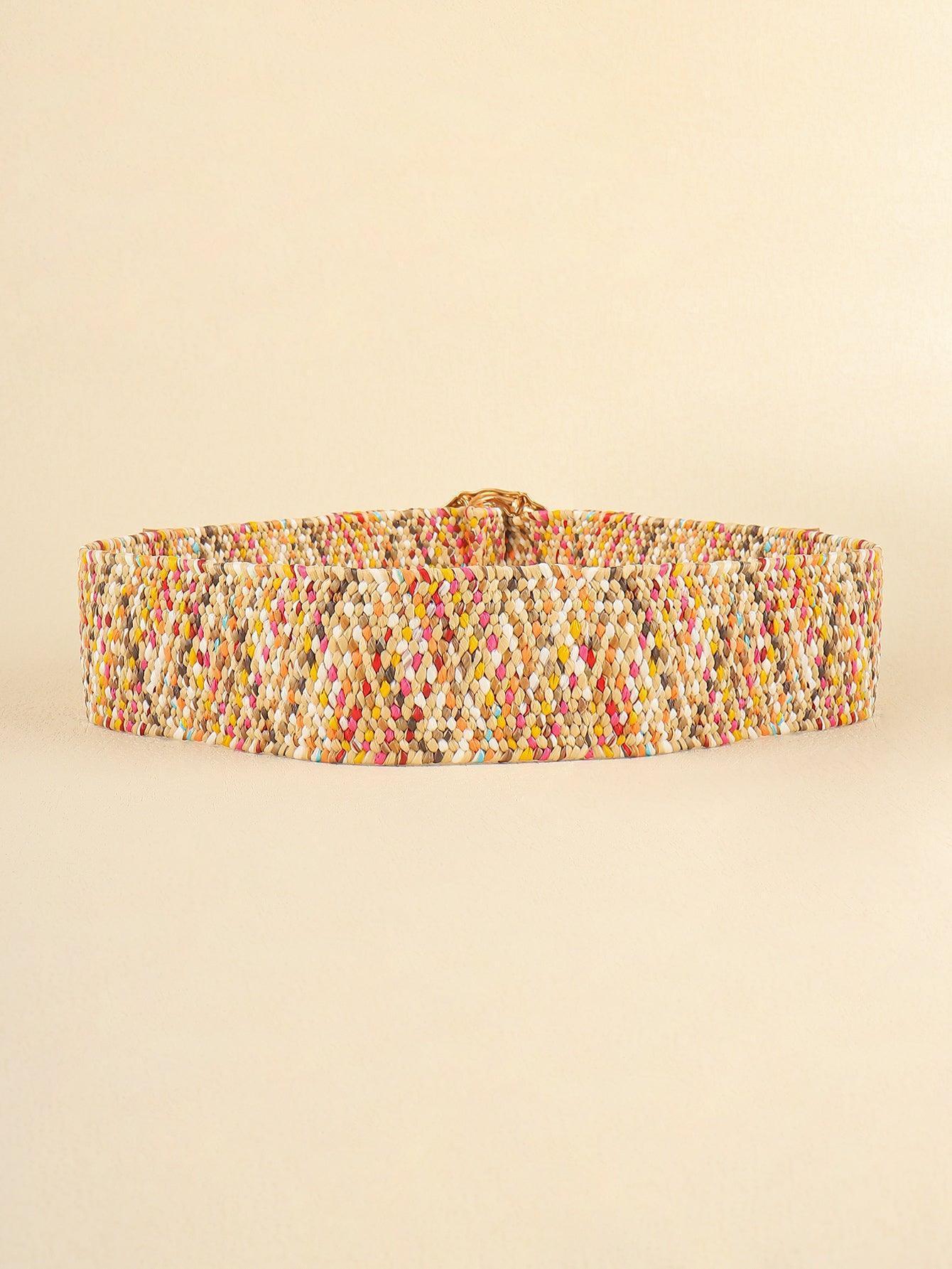 Striking Impression Multicolored Wide Woven Belt - MXSTUDIO.COM