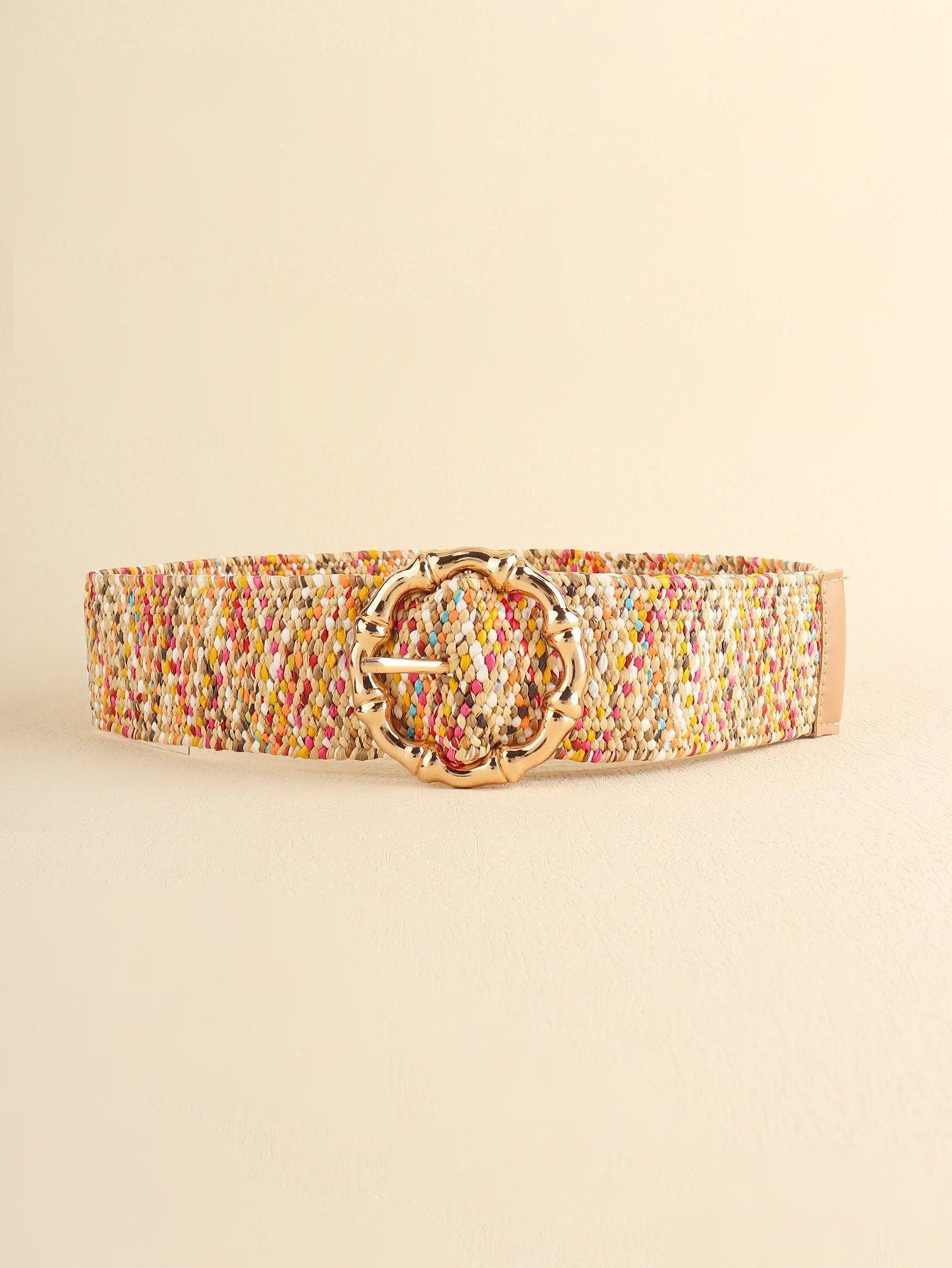 Striking Impression Multicolored Wide Woven Belt - MXSTUDIO.COM