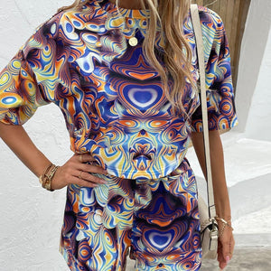 Striking Printed Tee and Shorts Set - MXSTUDIO.COM