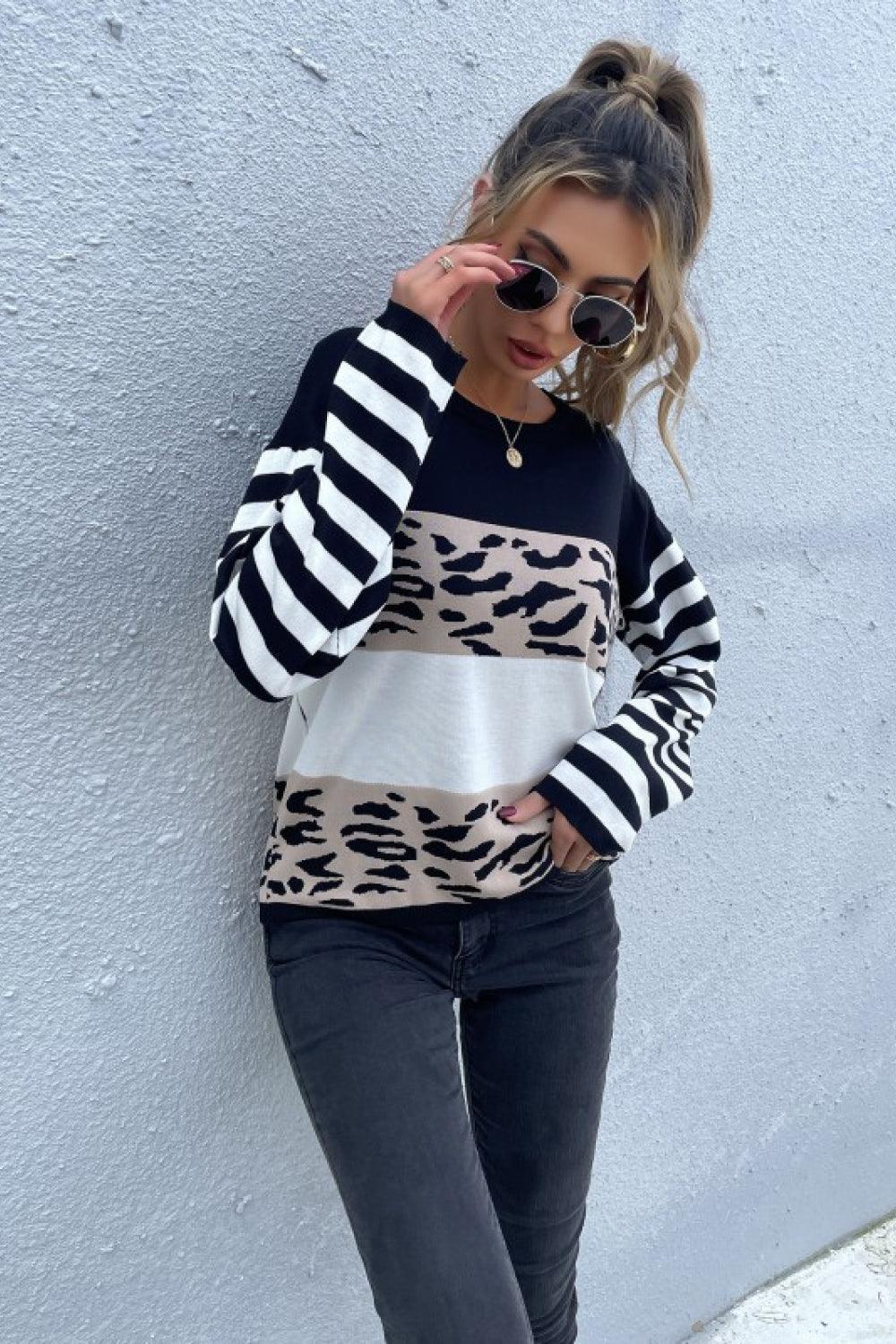 Strong Aura Striped Crewneck Knit Sweater - MXSTUDIO.COM