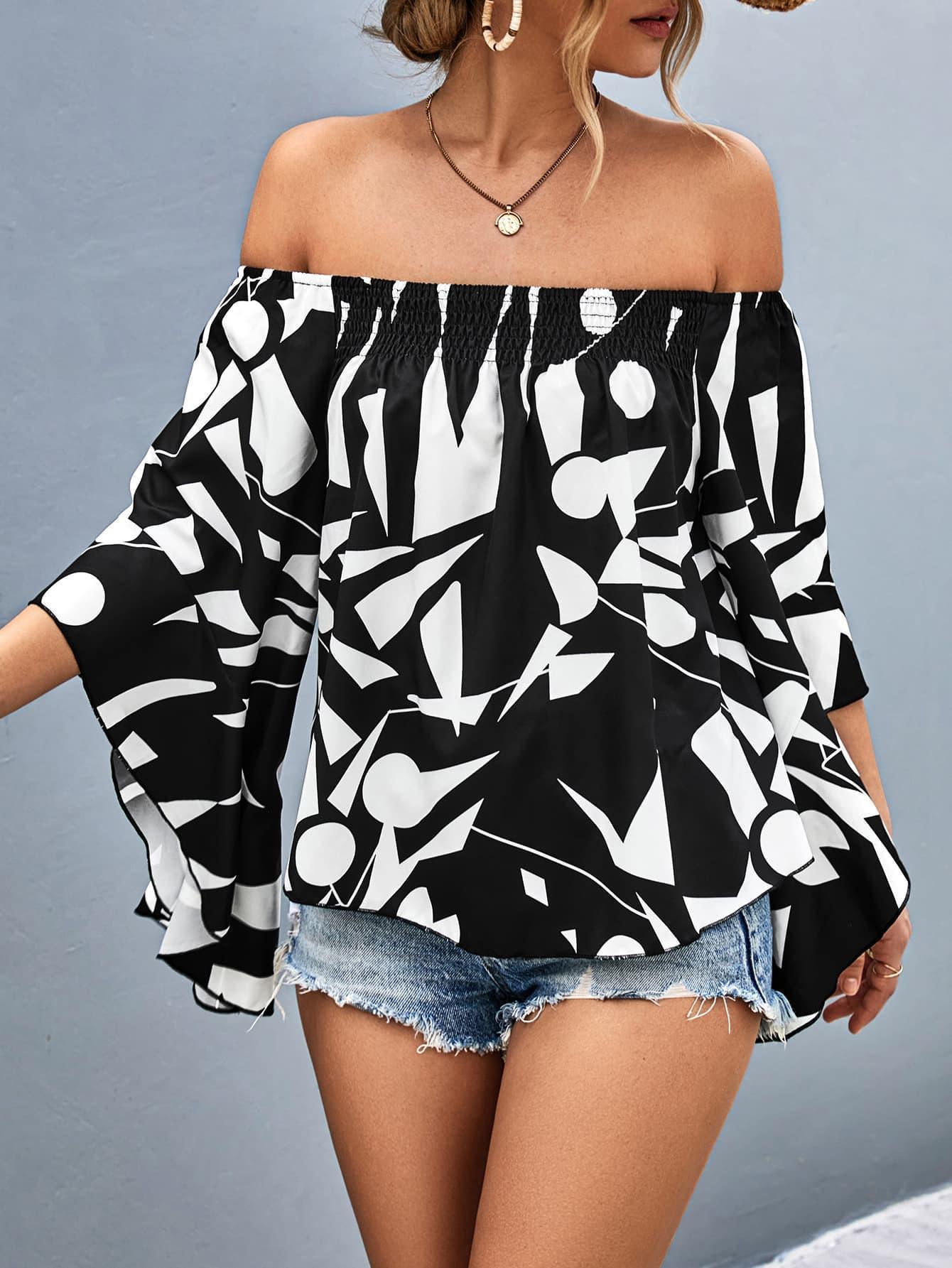 Stunner Off Shoulder Bell Sleeve Blouse - MXSTUDIO.COM