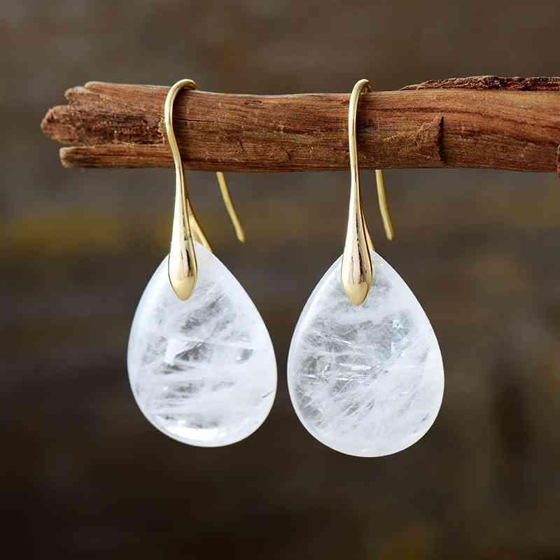 Stunning 14K Gold-Plated Crystal Dangle Earrings-MXSTUDIO.COM