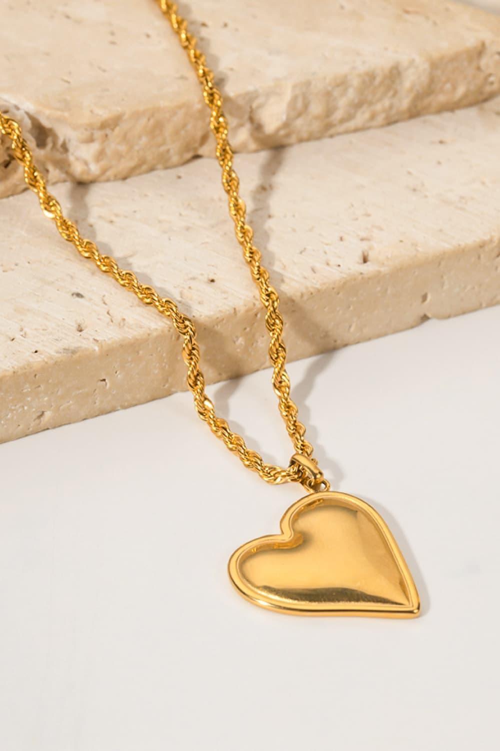 Stunning 18K Gold-Plated Heart Pendant Copper Necklace - MXSTUDIO.COM