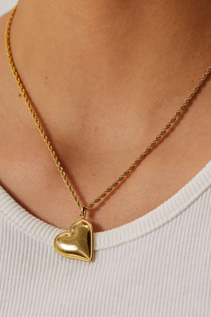 Stunning 18K Gold-Plated Heart Pendant Copper Necklace - MXSTUDIO.COM